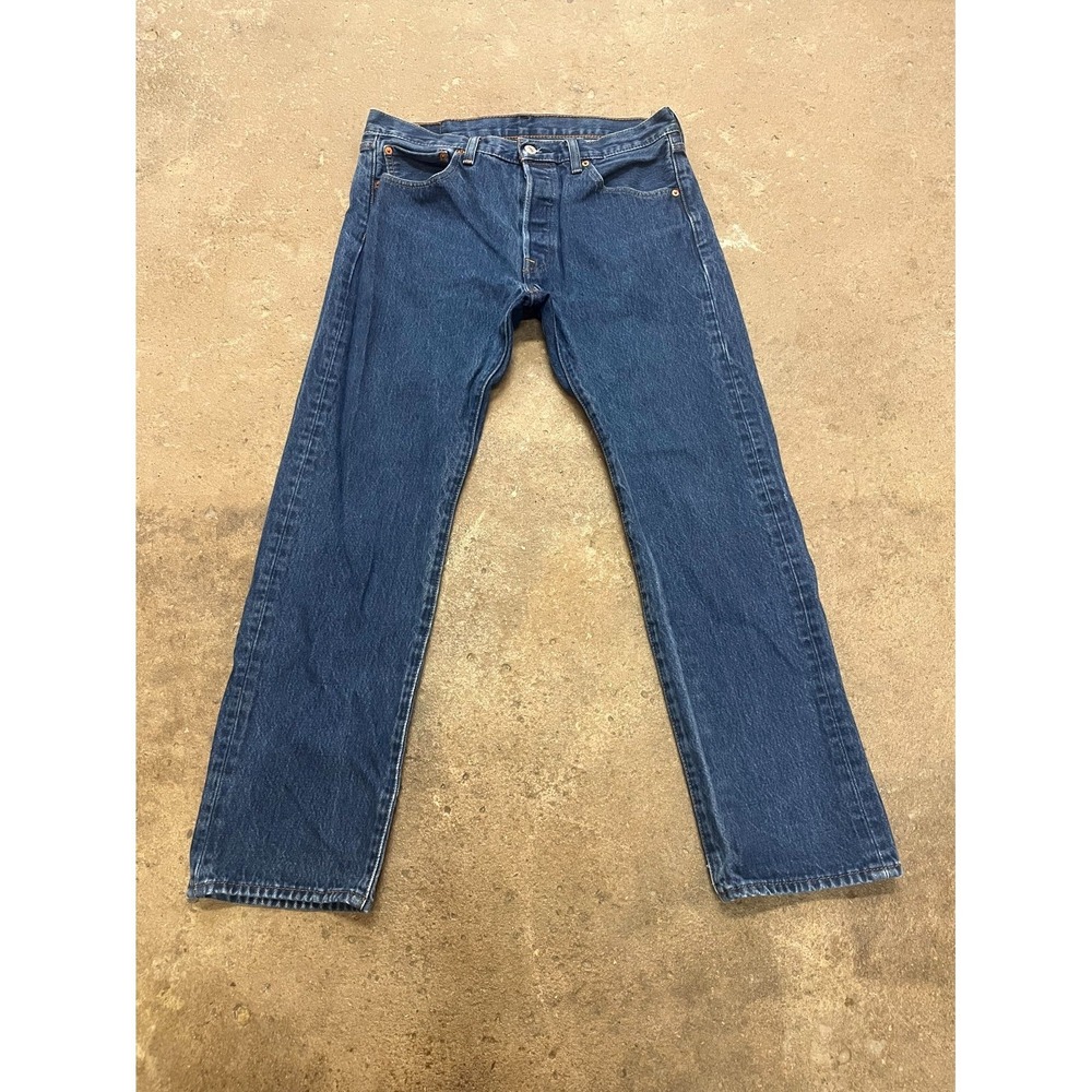 Levi's 501 Original Jeans Men 34x32 Blue Denim Dark Wash Mid Rise Straight Leg